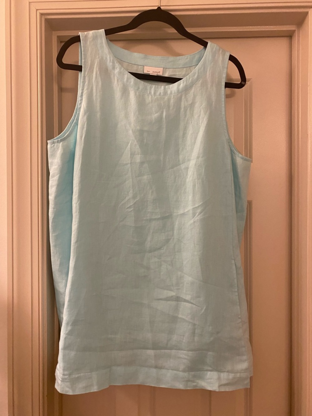 J. Jill Blue Sleeveless 100% Linen Tunic with Pockets